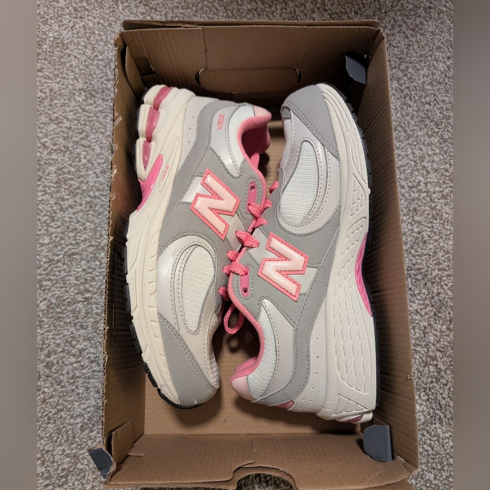 New Balance 2002R Gray and Pink Retro Kids Sneakers 6.5